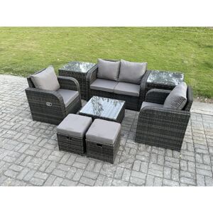 Rattan Garden Furniture Set Patio Conservatory Indoor Outdoor 8 Piece Set with Love Sofa Square Coffee Table 2 Small Footstools 2 Side Tables - Fimous Rattan Garden Furniture Set Patio Conservatory Indoor Outdoor 8 Piece Set with Love Sofa Square Coffee Table 2 Small Footstools 2 Side Tables - Fimous