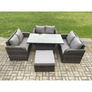 Rattan Garden Outdoor Furniture 3 pc Love Sofa Set Patio Adjustable Rising lifting Dining Table With Big Footstool - Fimous Rattan Garden Outdoor Furniture 3 pc Love Sofa Set Patio Adjustable Rising lifting Dining Table With Big Footstool - Fimous