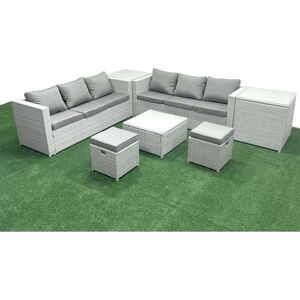 Rattan Garden Outdoor Furniture Set 8 Seater Rattan Garden Sofa Set with 2 Small Footstool 2 Side Tables Light Grey Mixed - Fimous Rattan Garden Outdoor Furniture Set 8 Seater Rattan Garden Sofa Set with 2 Small Footstool 2 Side Tables Light Grey Mixed - Fimous