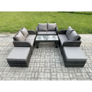 Rattan Wicker Garden Furniture Patio Conservatory Sofa Set with Rectangular Coffee Table Reclining Chair Love Sofa 2 Big Footstool - Fimous Rattan Wicker Garden Furniture Patio Conservatory Sofa Set with Rectangular Coffee Table Reclining Chair Love Sofa 2 Big Footstool - Fimous
