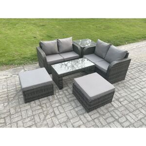 Rattan Wicker Garden Furniture Patio Conservatory Sofa Set with Rectangular Coffee Table Reclining Chair Love Sofa 2 Big Footstool Side Table - Fimous Rattan Wicker Garden Furniture Patio Conservatory Sofa Set with Rectangular Coffee Table Reclining Chair Love Sofa 2 Big Footstool Side Table - Fimous