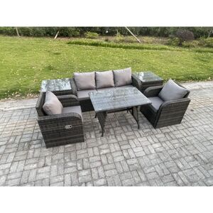 Rattan Wicker Garden Furniture Patio Conservatory Sofa Set with Rectangular Dining Table Reclining Chair 3 Seater Sofa 2 Side Tables - Fimous Rattan Wicker Garden Furniture Patio Conservatory Sofa Set with Rectangular Dining Table Reclining Chair 3 Seater Sofa 2 Side Tables - Fimous