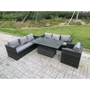 Fimous Wicker PE Garden Furniture Rattan Sofa Set - 7 Seater - Outdoor Adjustable Dining Table Fimous Wicker PE Garden Furniture Rattan Sofa Set - 7 Seater - Outdoor Adjustable Dining Table