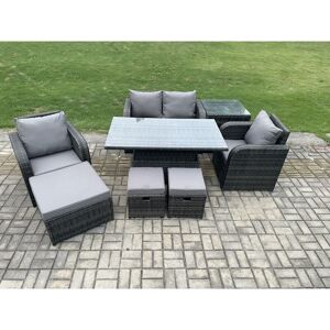 Wicker pe Rattan Furniture Garden Dining Set Outdoor Height Adjustable Rising lifting Table Love Sofa Chair With Side Table 3 Stools - Fimous Wicker pe Rattan Furniture Garden Dining Set Outdoor Height Adjustable Rising lifting Table Love Sofa Chair With Side Table 3 Stools - Fimous