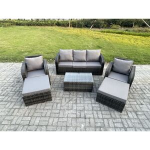 Wicker pe Rattan Garden Furniture Set 7 Seater Outdoor Lounge Sofa Set with Coffee Table 2 Big Footstool Dark Grey Mixed - Fimous Wicker pe Rattan Garden Furniture Set 7 Seater Outdoor Lounge Sofa Set with Coffee Table 2 Big Footstool Dark Grey Mixed - Fimous