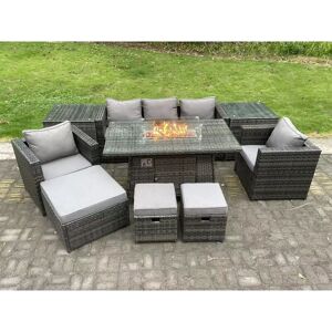 Fimous Wicker PE Rattan Garden Furniture Set - 8 Seater Dark Grey Fimous Wicker PE Rattan Garden Furniture Set - 8 Seater Dark Grey