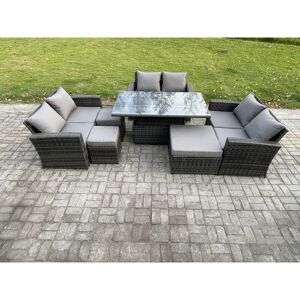 Fimous Garden Furniture Set - Height Adjustable Rattan Table Sofa 9 Seats Fimous Garden Furniture Set - Height Adjustable Rattan Table Sofa 9 Seats