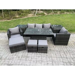 Fimous Wicker PE Rattan Garden Furniture Sofa Set - Adjustable Dining Table - 8 Seats Fimous Wicker PE Rattan Garden Furniture Sofa Set - Adjustable Dining Table - 8 Seats