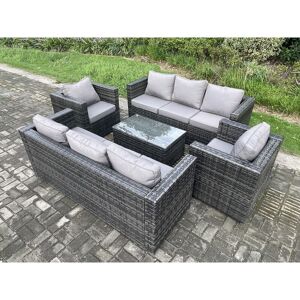 Fimous Wicker PE Rattan Sofa Set Outdoor Patio Garden Furniture with 2 Armchairs Oblong Coffee Table Dark Grey Mixed Fimous Wicker PE Rattan Sofa Set Outdoor Patio Garden Furniture with 2 Armchairs Oblong Coffee Table Dark Grey Mixed