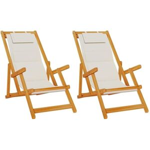 Vidaxl - Beach Chair with Cushion 2 pcs Brown x x Solid Acacia wood Vidaxl - Beach Chair with Cushion 2 pcs Brown x x Solid Acacia wood
