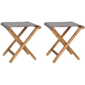 Vidaxl - Folding Chairs 2 pcs Solid Teak Wood and Fabric Dark Grey Vidaxl - Folding Chairs 2 pcs Solid Teak Wood and Fabric Dark Grey