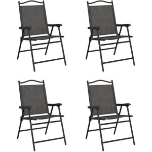 Vidaxl - Folding Garden Chairs 4 pcs Melange Grey Steel and Textilene Vidaxl - Folding Garden Chairs 4 pcs Melange Grey Steel and Textilene