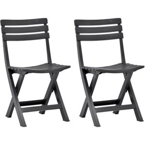 Vidaxl - Folding Garden Chairs 2 pcs Plastic Anthracite Vidaxl - Folding Garden Chairs 2 pcs Plastic Anthracite
