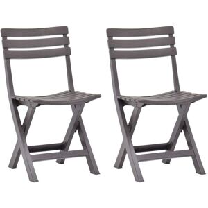 Vidaxl - Folding Garden Chairs 2 pcs Plastic Mocha Vidaxl - Folding Garden Chairs 2 pcs Plastic Mocha