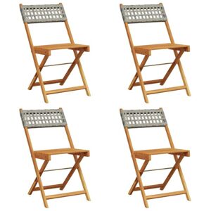 Vidaxl - Folding Garden Chairs 4 pcs Grey Poly Rattan and Solid Wood Vidaxl - Folding Garden Chairs 4 pcs Grey Poly Rattan and Solid Wood