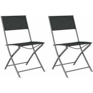 Vidaxl - Folding Outdoor Chairs 2 pcs Black Steel and Textilene Vidaxl - Folding Outdoor Chairs 2 pcs Black Steel and Textilene