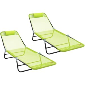 Vidaxl - Folding Sun Lounger 2 pcs Green 182 x 55 x 85.5cm Textilene Vidaxl - Folding Sun Lounger 2 pcs Green 182 x 55 x 85.5cm Textilene