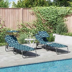 Vidaxl - Folding Sun Lounger Folding 2 pcs Green 56 x 190 x 81cm Fabric Vidaxl - Folding Sun Lounger Folding 2 pcs Green 56 x 190 x 81cm Fabric