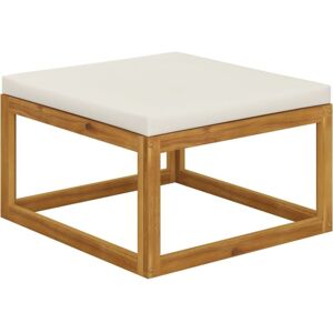 Footrest with Cream White Cushion Solid Wood Acacia vidaXL Footrest with Cream White Cushion Solid Wood Acacia vidaXL