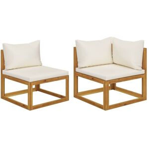 Vidaxl - 2 Piece Sofa Set with Cream White Cushions Solid Wood Acacia Vidaxl - 2 Piece Sofa Set with Cream White Cushions Solid Wood Acacia