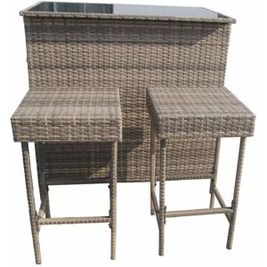 Furniture One - 2 Seater Garden Rattan Bar Stool and Counter Set - Nature - Natural Furniture One - 2 Seater Garden Rattan Bar Stool and Counter Set - Nature - Natural