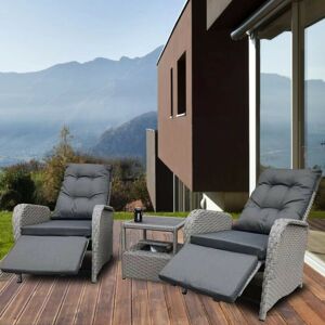 Furniture One - Garden Reclining Chair with Ice Bucket - Grey Furniture One - Garden Reclining Chair with Ice Bucket - Grey