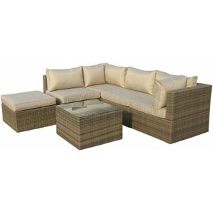 Furniture One - Rattan 6 Piece Modular Outdoor Garden Sofa - Nature - Natural Furniture One - Rattan 6 Piece Modular Outdoor Garden Sofa - Nature - Natural