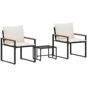 Furniture Sets with Cushion 3 pcs Black and Cream White Rattan vidaXL Furniture Sets with Cushion 3 pcs Black and Cream White Rattan vidaXL