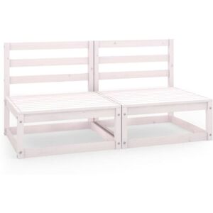 Garden 2-Seater Sofa White Solid Pinewood vidaXL Garden 2-Seater Sofa White Solid Pinewood vidaXL