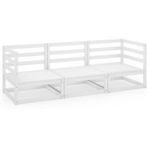 Garden 3-Seater Sofa White Solid Pinewood vidaXL Garden 3-Seater Sofa White Solid Pinewood vidaXL