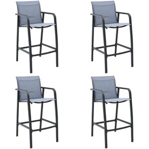 Garden Bar Chairs 4 pcs Grey Textilene vidaXL Garden Bar Chairs 4 pcs Grey Textilene vidaXL