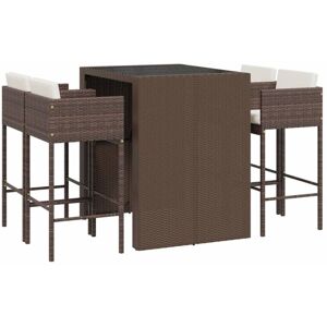5 Piece Garden Bar Set with Cushions Brown Poly Rattan Vidaxl 5 Piece Garden Bar Set with Cushions Brown Poly Rattan Vidaxl
