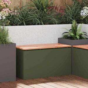 Garden Bench Olive green 80 x 40 x43 cm Steel vidaXL Garden Bench Olive green 80 x 40 x43 cm Steel vidaXL