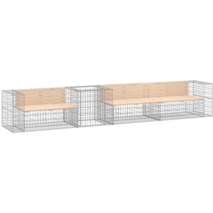 vidaXL Garden Bench with Gabion Basket - Solid Pine - Garden Bench vidaXL Garden Bench with Gabion Basket - Solid Pine - Garden Bench