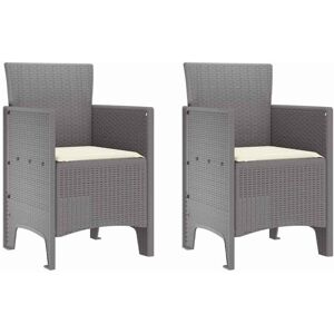 Garden Chair 2 pcs Light grey 53 x 49 x 85 cm pp Vidaxl Garden Chair 2 pcs Light grey 53 x 49 x 85 cm pp Vidaxl