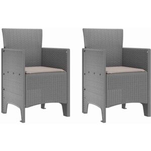 Garden Chair 2 pcs Light grey 53 x 49 x 85 cm pp Vidaxl Garden Chair 2 pcs Light grey 53 x 49 x 85 cm pp Vidaxl