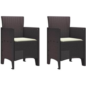 Garden Chair 2 pcs Brown 53 x 49 x 85 cm pp Vidaxl Garden Chair 2 pcs Brown 53 x 49 x 85 cm pp Vidaxl