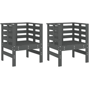 Vidaxl - Garden Chairs 2 pcs Grey 61.5x53x71 cm Solid Wood Pine Vidaxl - Garden Chairs 2 pcs Grey 61.5x53x71 cm Solid Wood Pine