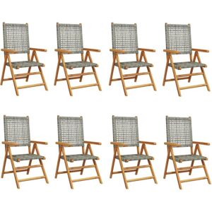 Reclining Garden Chairs 8 pcs Grey Poly Rattan and Solid Wood vidaXL Reclining Garden Chairs 8 pcs Grey Poly Rattan and Solid Wood vidaXL