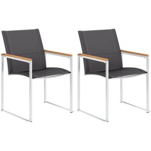 Vidaxl - Garden Chairs 2 pcs Textilene and Stainless Steel Grey Vidaxl - Garden Chairs 2 pcs Textilene and Stainless Steel Grey