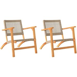 Garden Chairs 2 pcs Beige Poly Rattan and Acacia Wood Vidaxl Garden Chairs 2 pcs Beige Poly Rattan and Acacia Wood Vidaxl