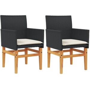 Vidaxl - Garden Chairs with Cushions 2 pcs Black Poly Rattan&Solid Wood Vidaxl - Garden Chairs with Cushions 2 pcs Black Poly Rattan&Solid Wood