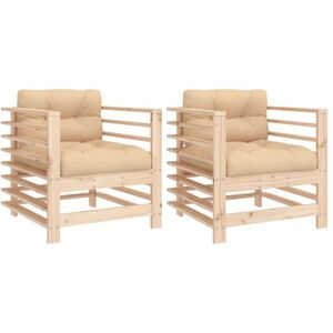 Garden Chairs with Cushions 2 pcs Solid Wood Pine Vidaxl Garden Chairs with Cushions 2 pcs Solid Wood Pine Vidaxl
