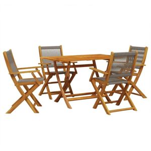 5 Piece Garden Dining Set Grey Polypropylene and Solid Wood vidaXL 5 Piece Garden Dining Set Grey Polypropylene and Solid Wood vidaXL