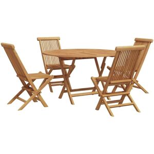 Garden Dining Set Folding 5 pcs Brown Solid Teak wood vidaXL Garden Dining Set Folding 5 pcs Brown Solid Teak wood vidaXL