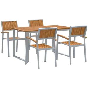 Garden Dining Set 5 pcs Grey and brown 140 x 80 x 75 cm Vidaxl Garden Dining Set 5 pcs Grey and brown 140 x 80 x 75 cm Vidaxl