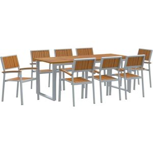 Garden Dining Set 9 pcs Grey and brown 200 x 90 x 75 cm Vidaxl Garden Dining Set 9 pcs Grey and brown 200 x 90 x 75 cm Vidaxl