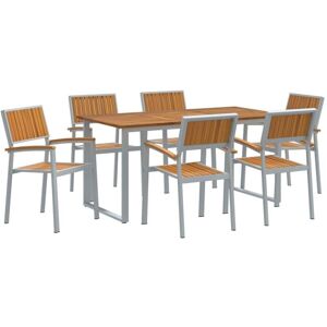 Garden Dining Set 7 pcs Grey and brown 160 x 80 x 75 cm Vidaxl Garden Dining Set 7 pcs Grey and brown 160 x 80 x 75 cm Vidaxl