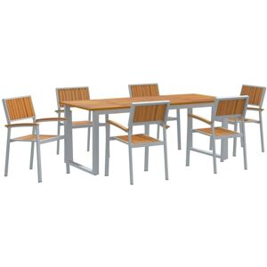 Garden Dining Set 7 pcs Grey and brown vidaXL Garden Dining Set 7 pcs Grey and brown vidaXL