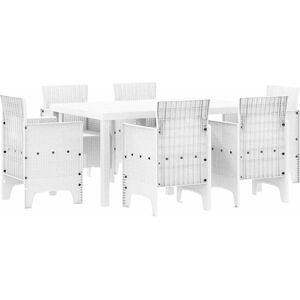 Garden Dining Set 7 pcs White Polt rattan vidaXL Garden Dining Set 7 pcs White Polt rattan vidaXL
